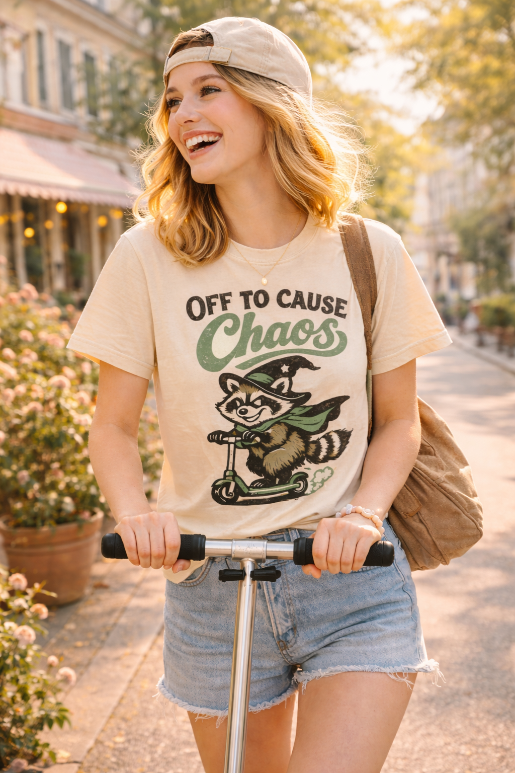 🦝 Off to Cause Chaos — Playful Vintage Graphic Tee
