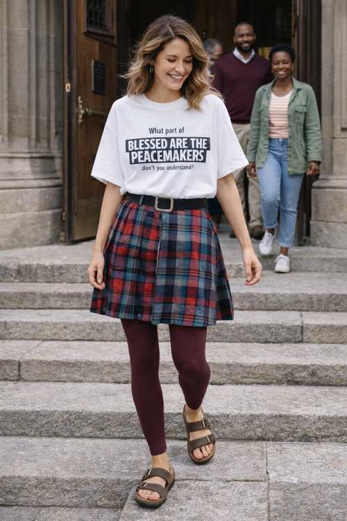 Blessed Are the Peacemakers Oversized Tee – Boxy Fit Christian Statement Shirt