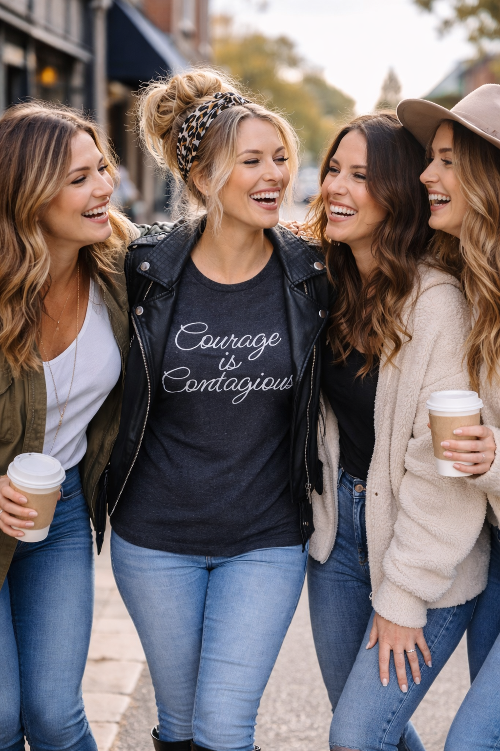 Courage Is Contagious Script Tee – Empowering Graphic T-Shirt for Women