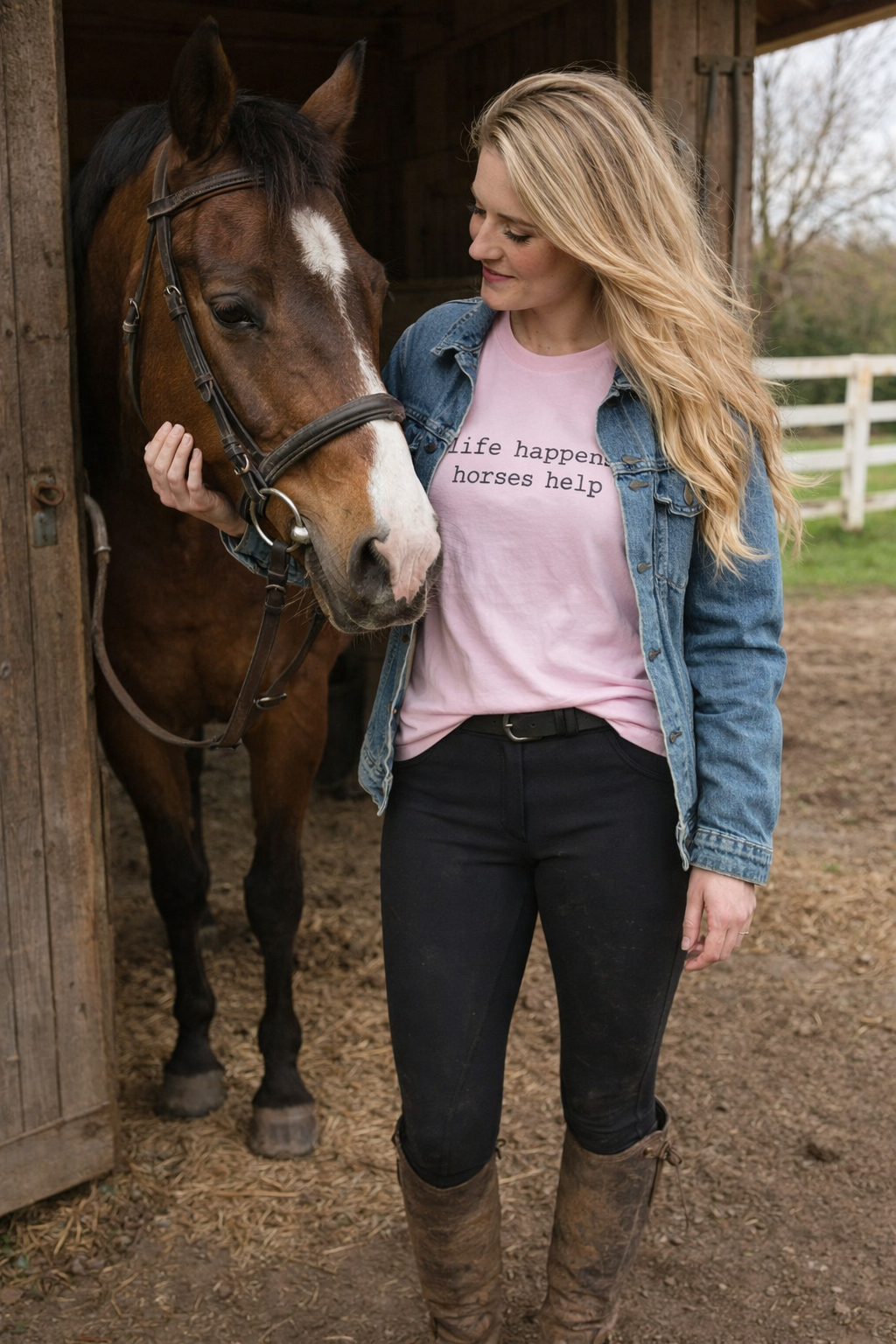 🐎 Life Happens. Horses Help. — The Barn Therapy Tee